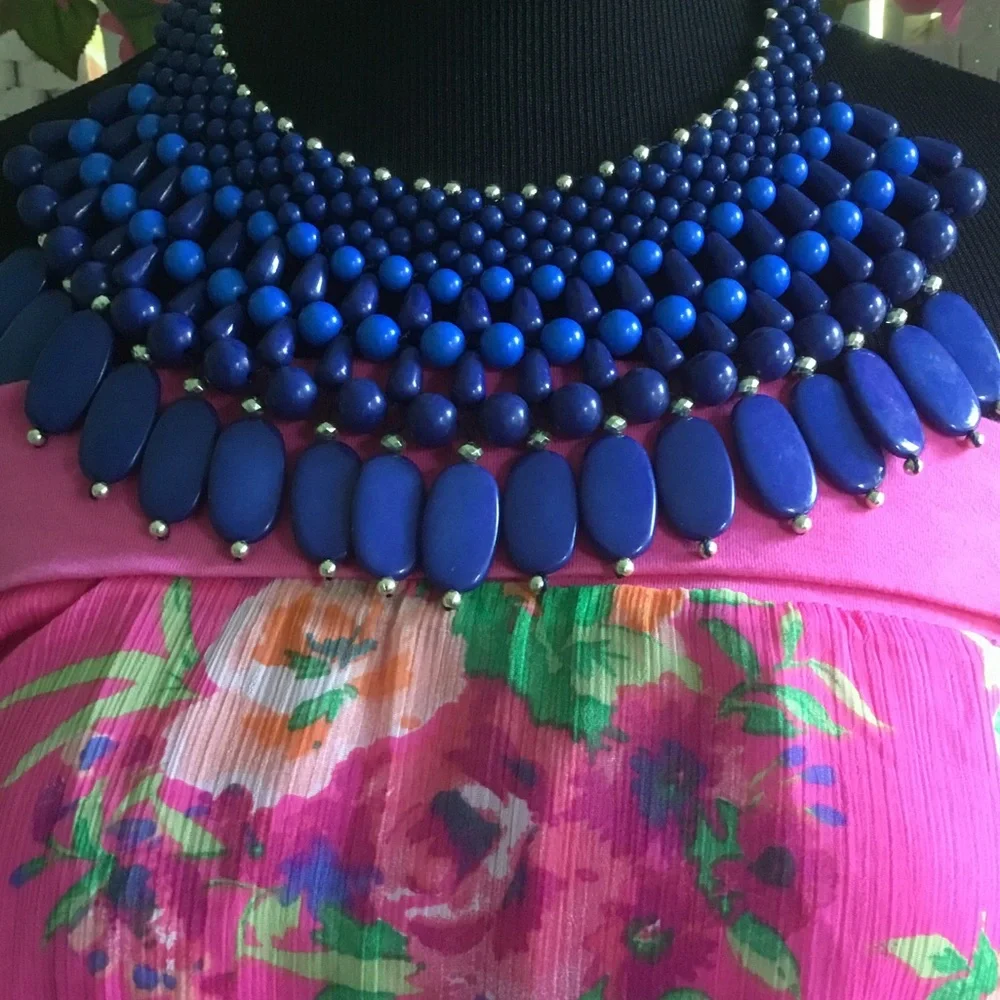 💙🌸 Blue Statement Bib Necklace 🌸💙New💙🌸 - Picture 5 of 13